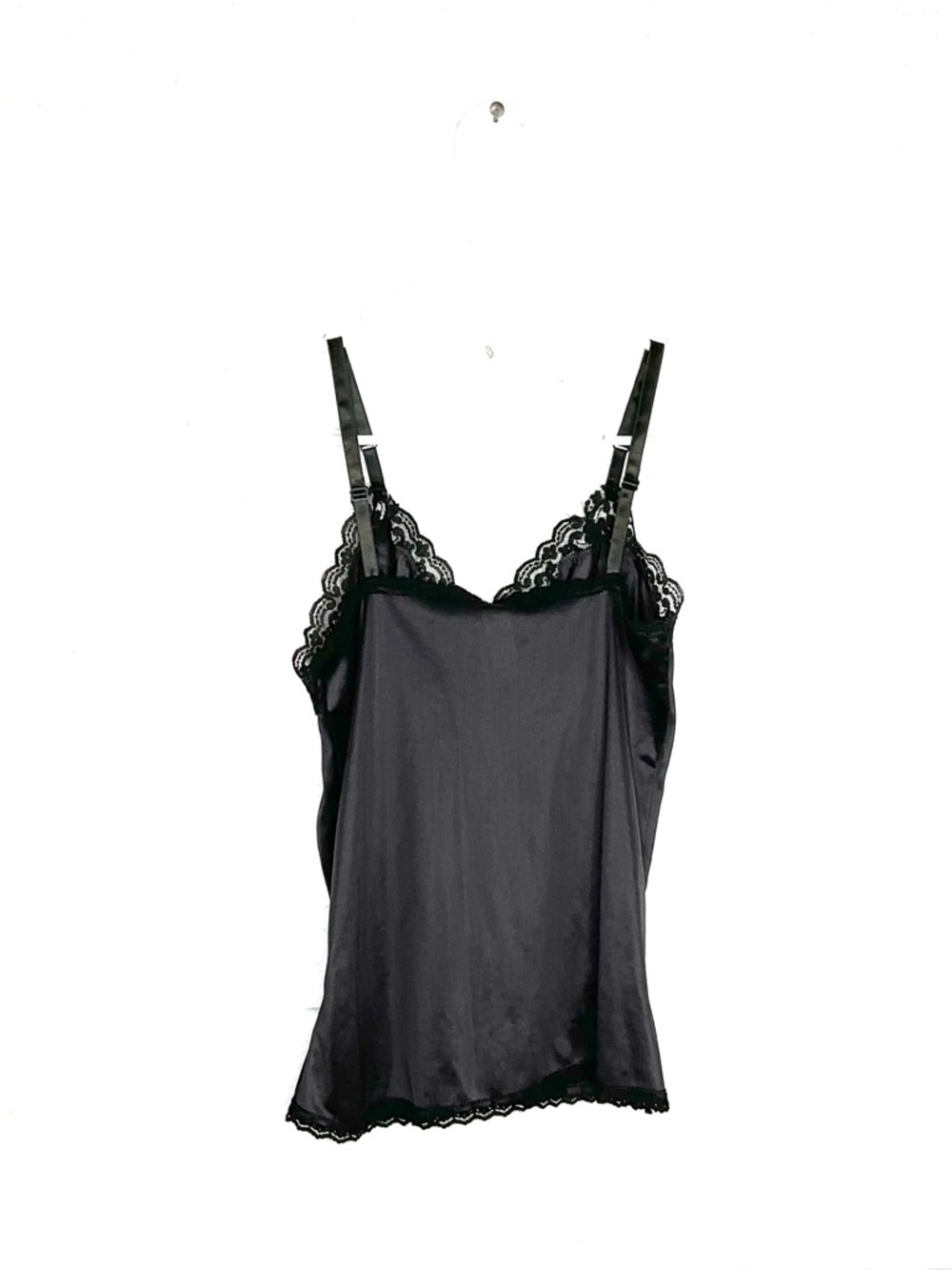 < Vintage Mel-Lin Black Lace Trimmed Nylon Cami Goth Whimsigoth Fairy Grunge > - Picture 3 of 3